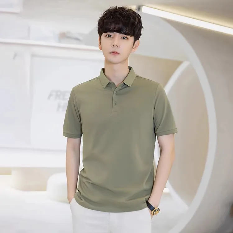 Men's Ice Silk T-Shirt Summer Thin Short Sleeve Korean Style Slim Fit Casual Solid Tee Young Men Breathable Crew Neck Top