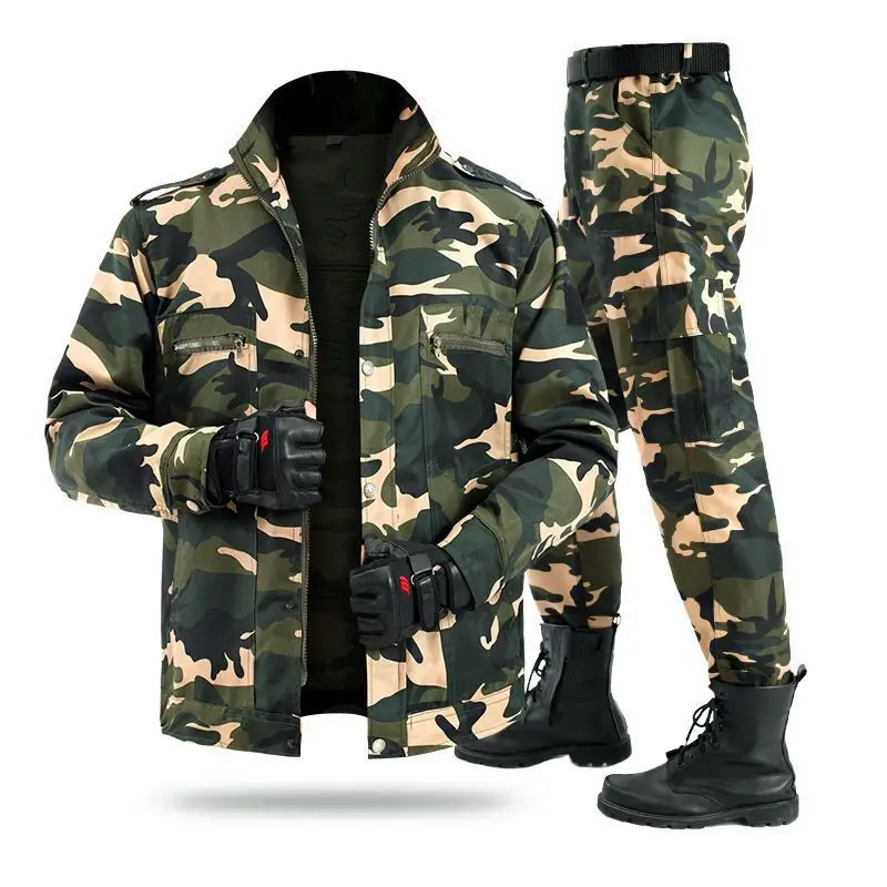 

Mens Camouflage Workwear Set Thick Durable Jacket Pants Heavy Duty Auto Repair Labor Clothing Coverall Spring Autumn Overalls Su