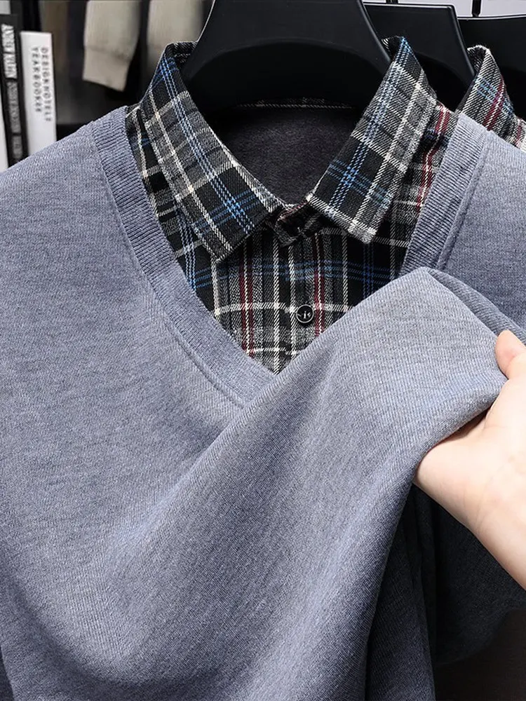 

Мужская трикотажная куртка с воротником-стойкой на подкладке, осень-зима, модный мягкий полиэстер, повседневный свободный крой, однотонный трикотаж