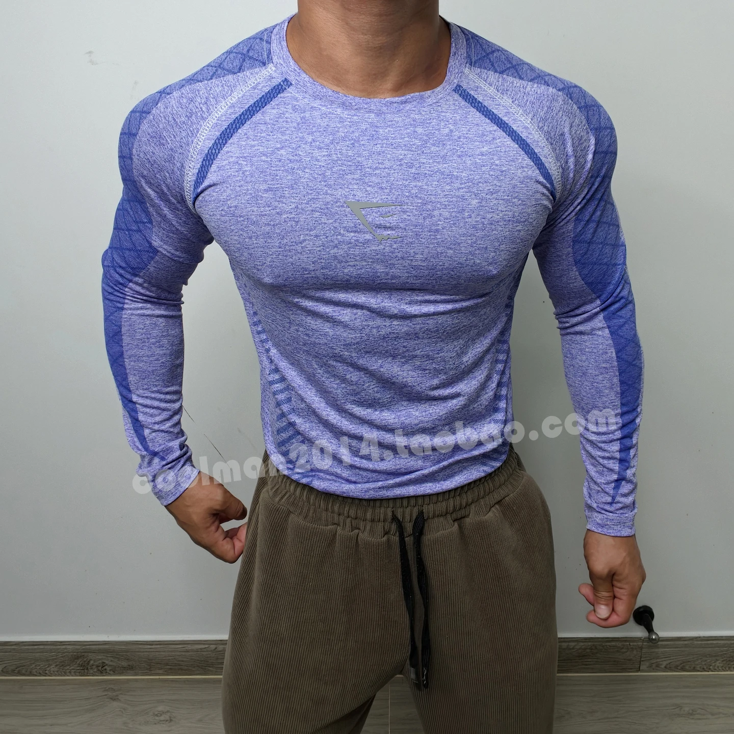 American Style Men's Fitness Long Sleeve T-Shirt High Elasticity Muscle Training Base Shirt Versatile Casual Sportswear