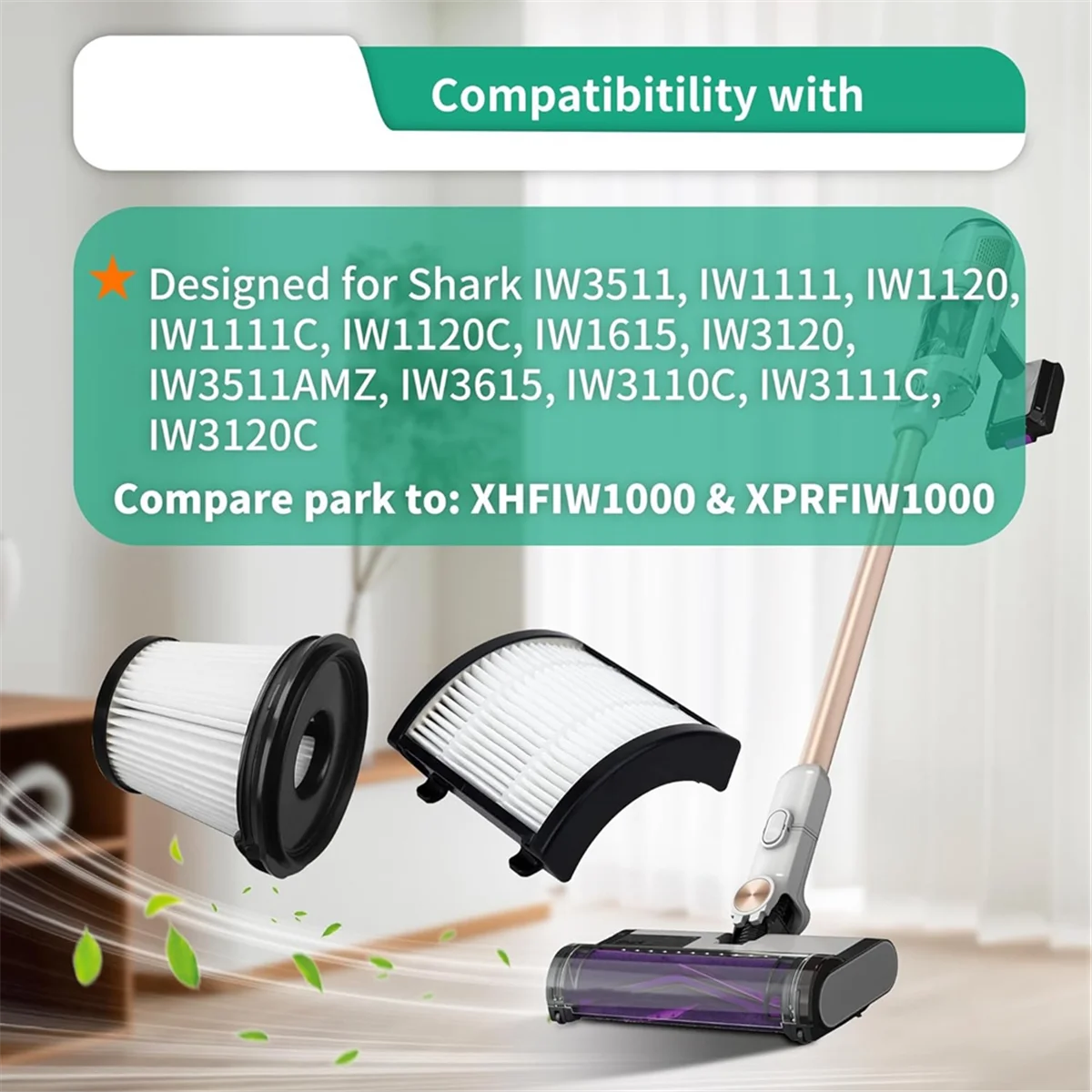 

IW3511 IW1111 HEPA Filters Replacement for Shark IW3511 DetectPro Lightweight Cordless Stick Vacuum Cleaner Parts