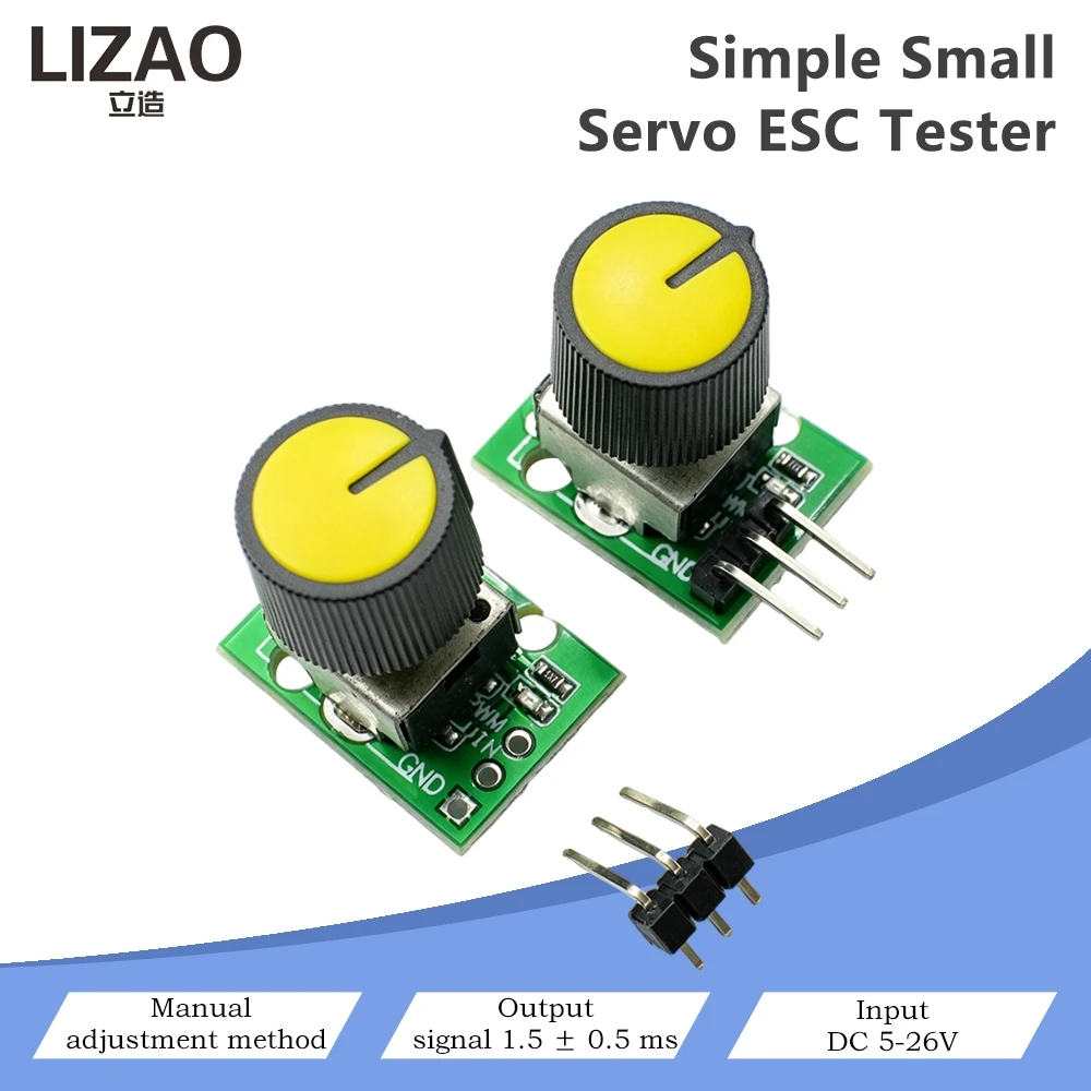 LIZAO 1/3/5PCS Simple Small Servo ESC Tester, PWM Signal Generator Module with 1.5±0.5ms Output for RC Servo & ESC Calibration