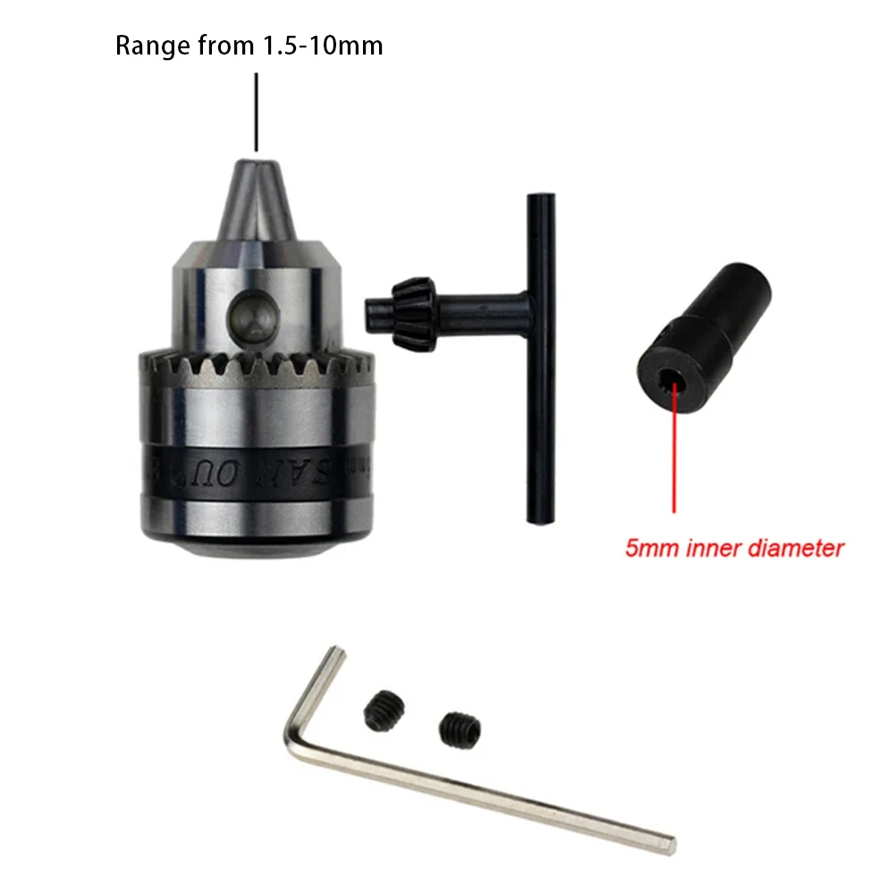 B12 Drill Chuck With Wrench Clamping Range 1.5-10mm CNC Machine Convert Adapter For Drill With Adapter Key Wrench Power Tool