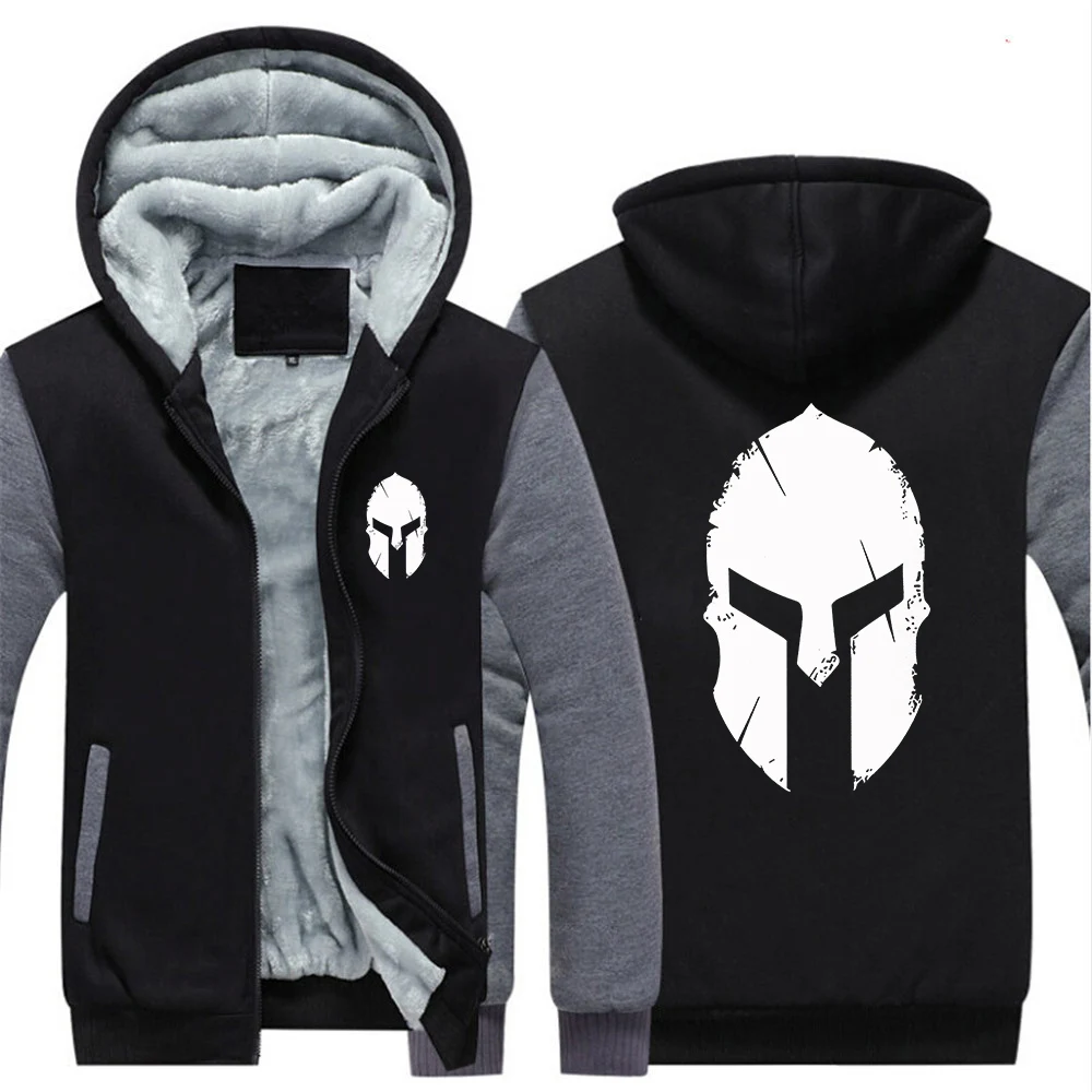 

Spartan logo Men's thick fleece sweater is suitable for wearing as an inner layer in winter hoodies jacket
