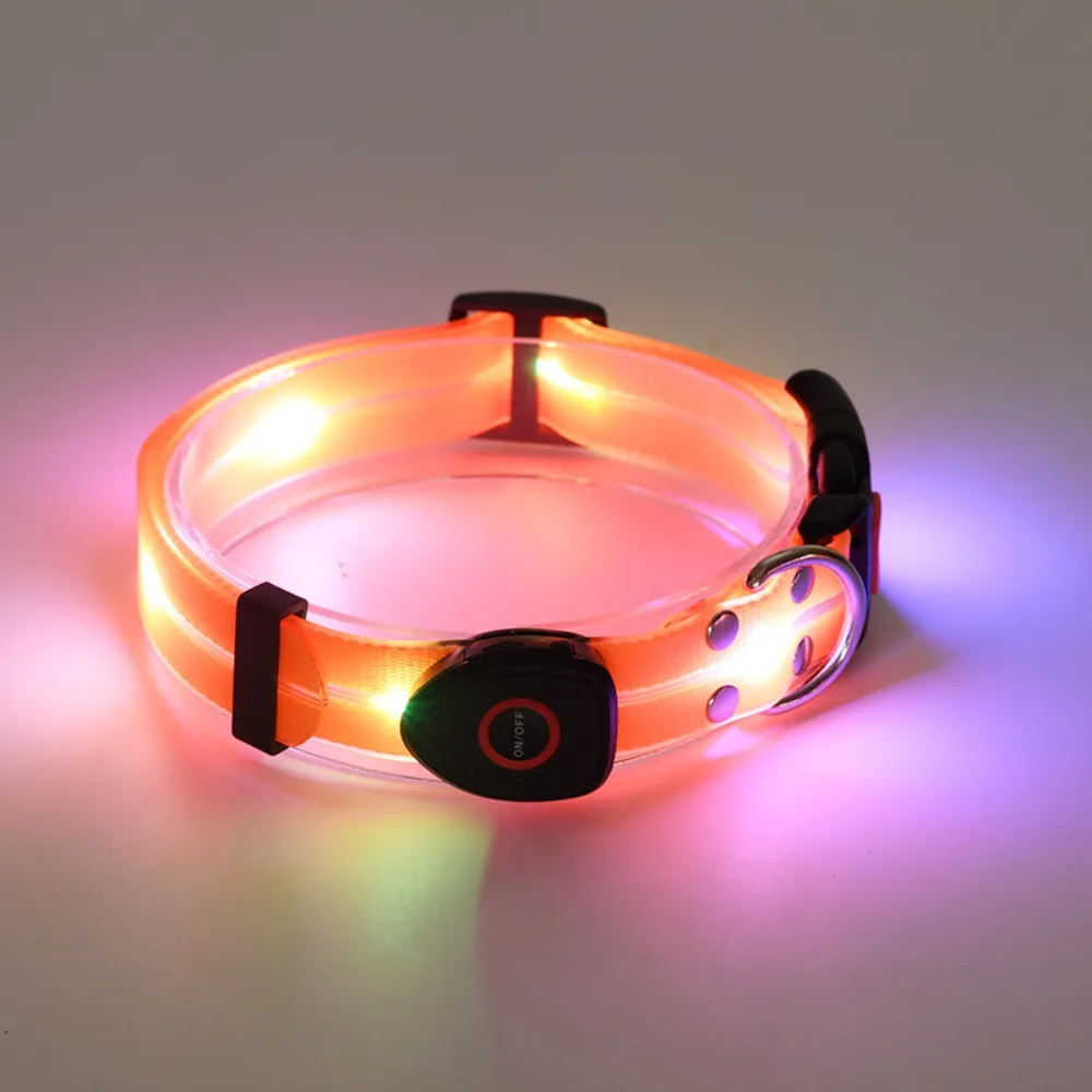 

Glowing Dog Collar Leash Waterproof Rechargeable Dog Neck Collar Adjustable Anti-lost Luminous Dog Collar For Night Walking