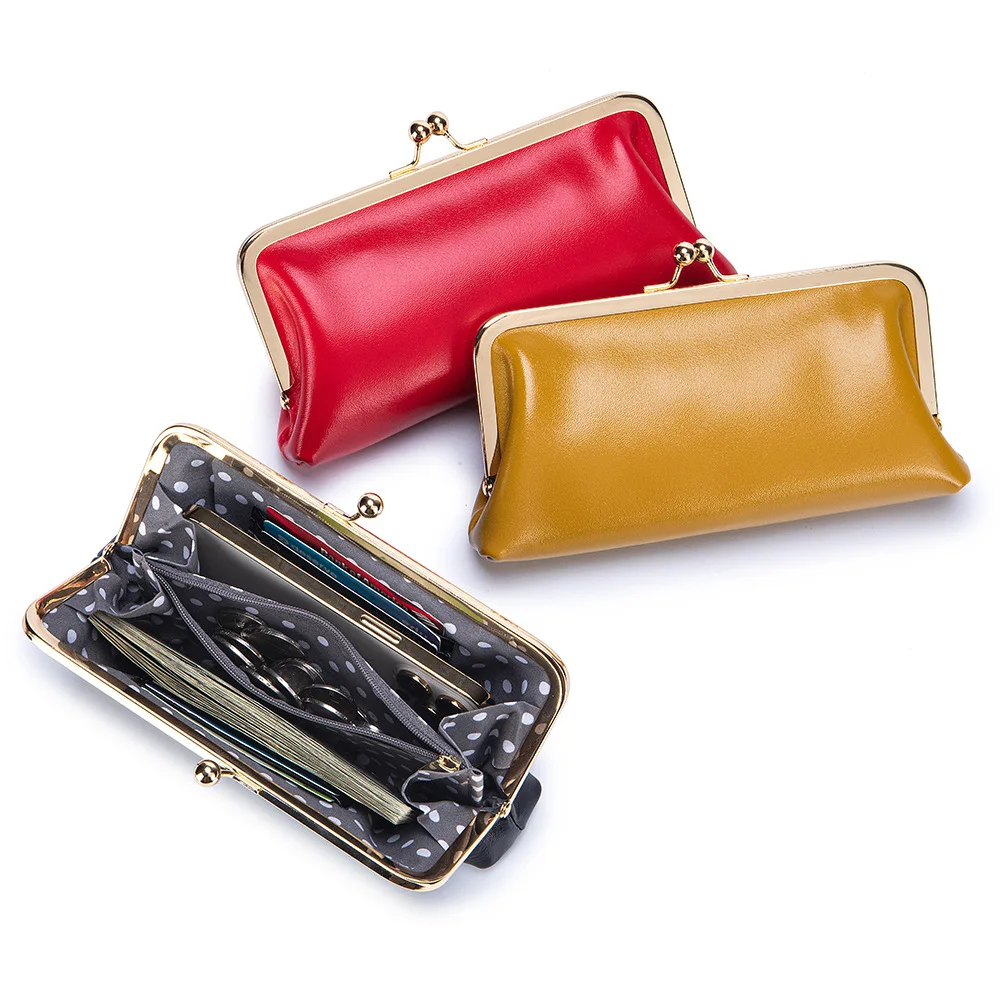 

Genuine Leather Handbag Wallet Top Layer Cowhide Spring 2026 Vintage Sle Storage Bag Retro Bifold Clutch for Men And Women