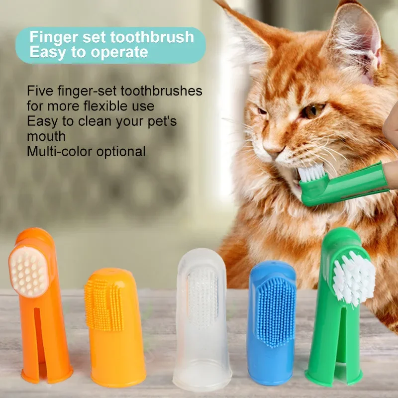 Dog Toothbrush Pet Finger Toothbrush Dog Toys Teddy Dogs Brush Bad Breath Tartar Large Dog Accessories