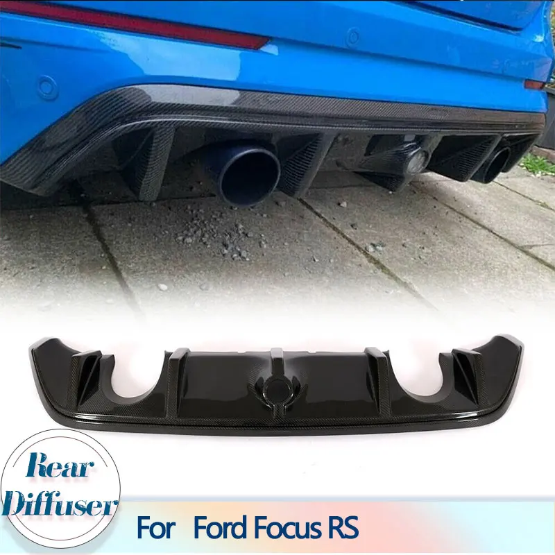 Car Rear Bumper Diffuser Lip Spoiler for Ford Focus RS Hatchback 4 Door 2016-2018 Carbon Fiber Rear Diffuser Lip Body Kit FRP