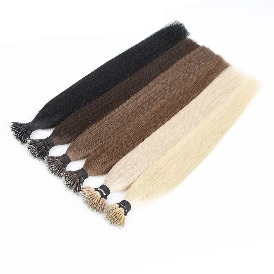 Straight Nano Ring Tip 100% Human Hair Bulk Extension Highlight 1b 613 Blonde Hair Bulk Weaving For Braiding Unprocessed No Weft