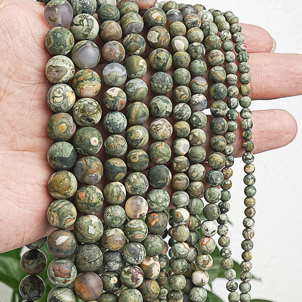 Natural Rhyolite Beads Strands Green Round Loose Beads For Jewelry Making DIY Bracelet Accessories 4/6/8/10MM