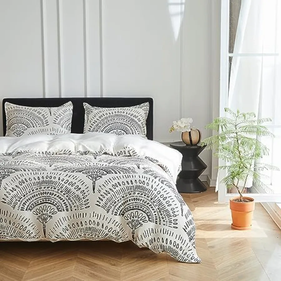 

Boho Cooling Duvet Cover Set 3Pcs Aztec Luxury Tribal Geometric Pattern Comforter Cover Set Soft Breathable Bedding for Hot Sle