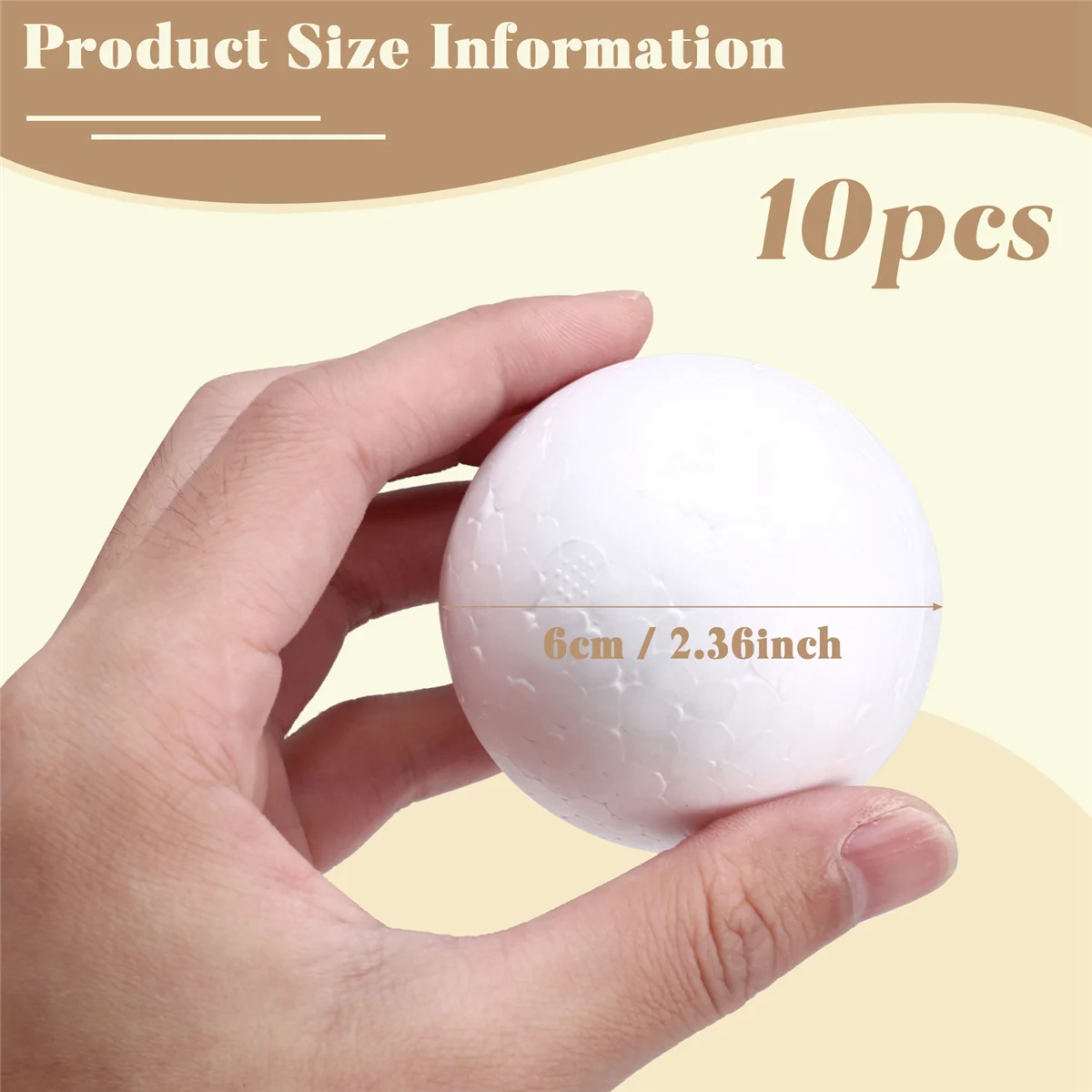 A39M 10 x рождественские украшения, моделирование, ремесло, шарик из пенополистирола, 6 см --- белый