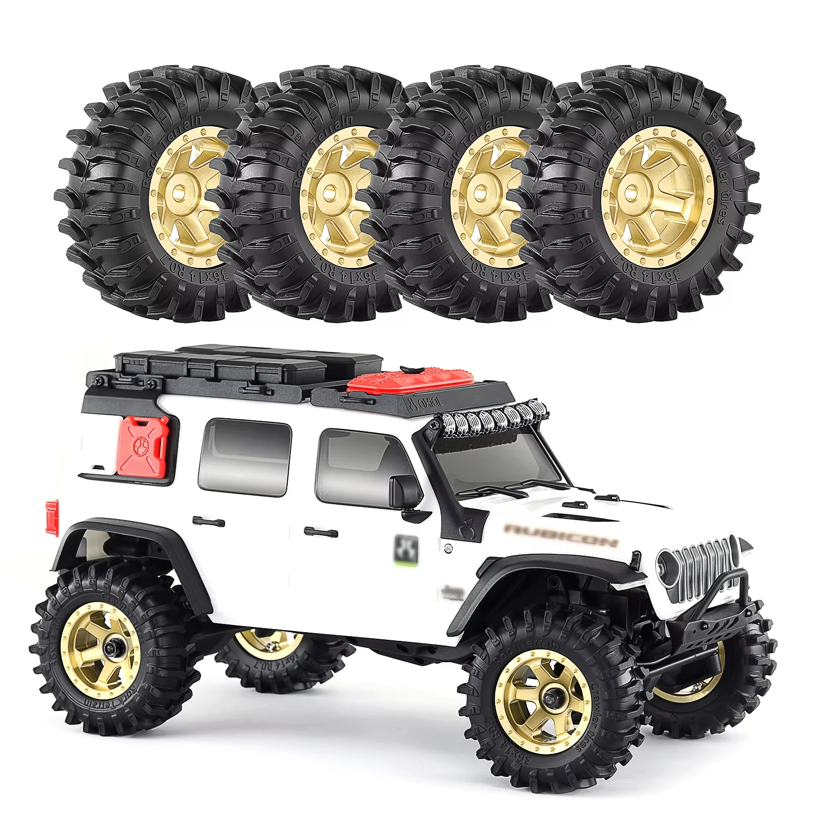 4er-Set 0,7 Zoll Messing Beadlock-Radnaben & Gummireifen für 1/30 Axial SCX30 1/32 Redcat Ascent-32 RC Crawler Auto Upgrade-Teile