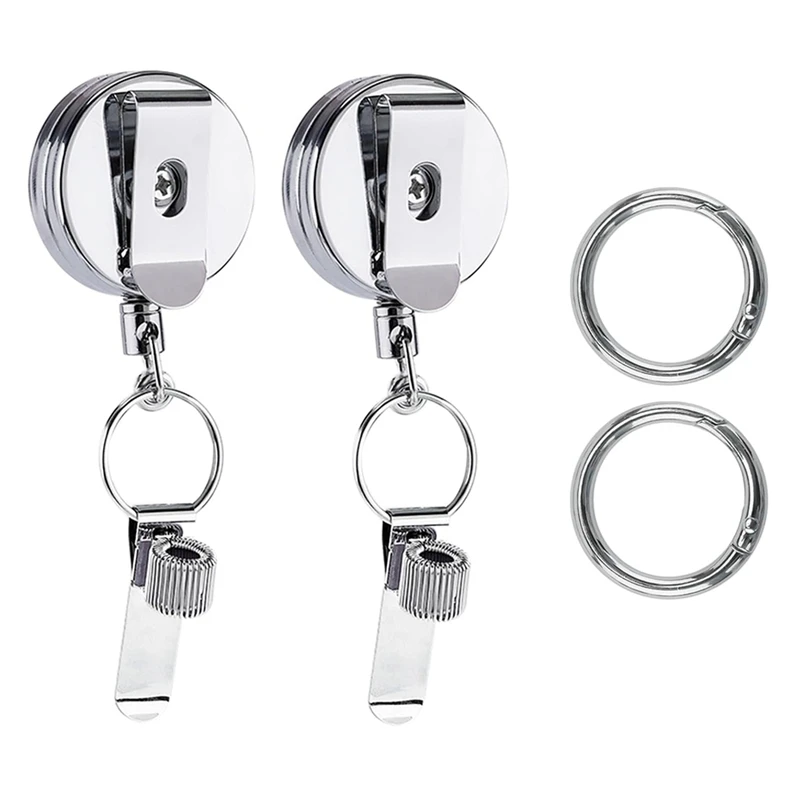 

Retractable Pen Holder, Badge Reel Pen Clip Keychain With Belt Clip And Key Ring For Nurses Teachers Waitresses