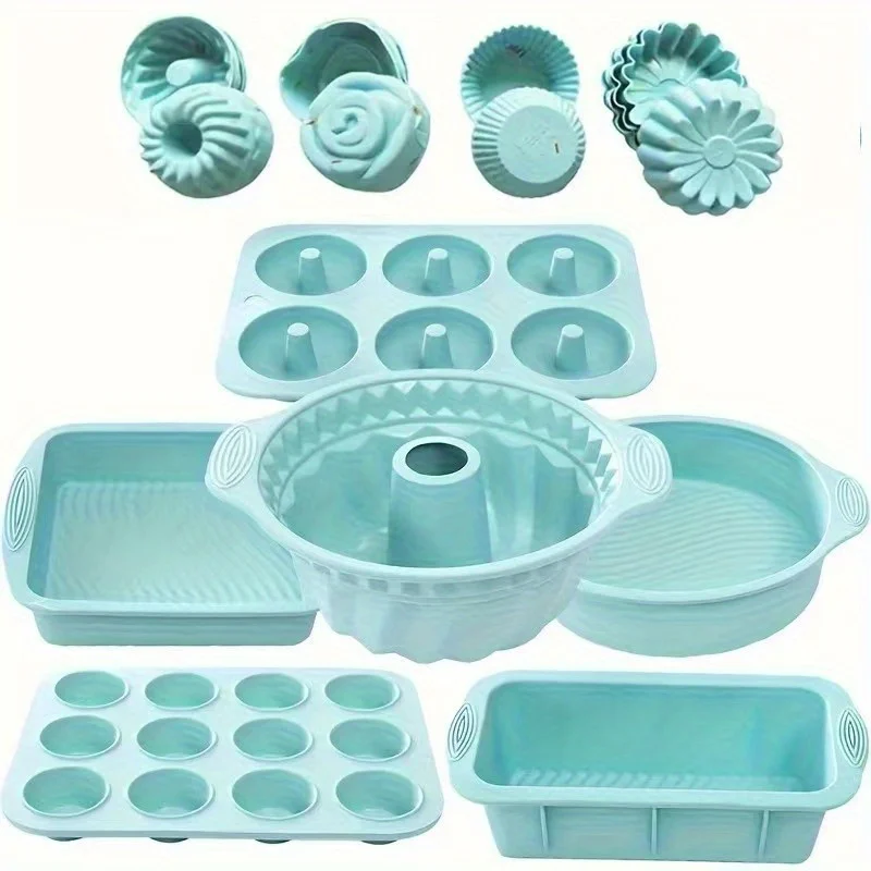 30pcs/set 3D Silicone Cake Mold Decorating Tool DIY Pastry Baking Tools for Cake Pan Kitchen Fluted Tube Pan Bakeware Airfryer