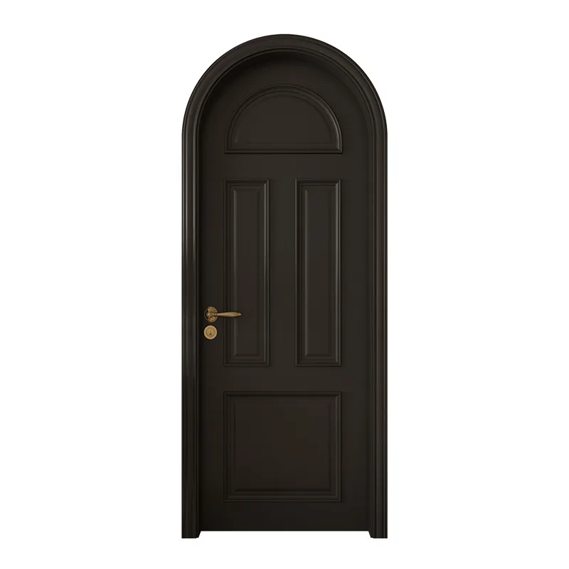 French bedroom door solid wood paint room black arc arch casement double door retro