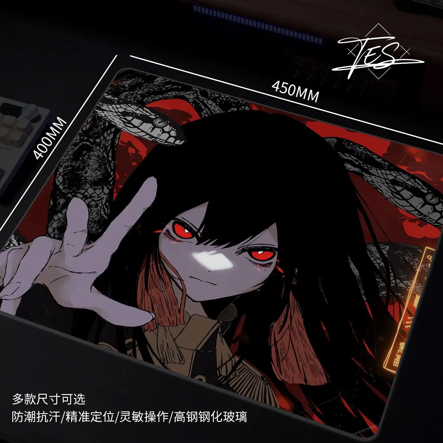 Anime Demon Girl Glass Mouse Pad Gaming Mouse Pad Smooth Frosted Surface Waterproof Desk Tempered Glass Mouse Pad Game Mouse Pad