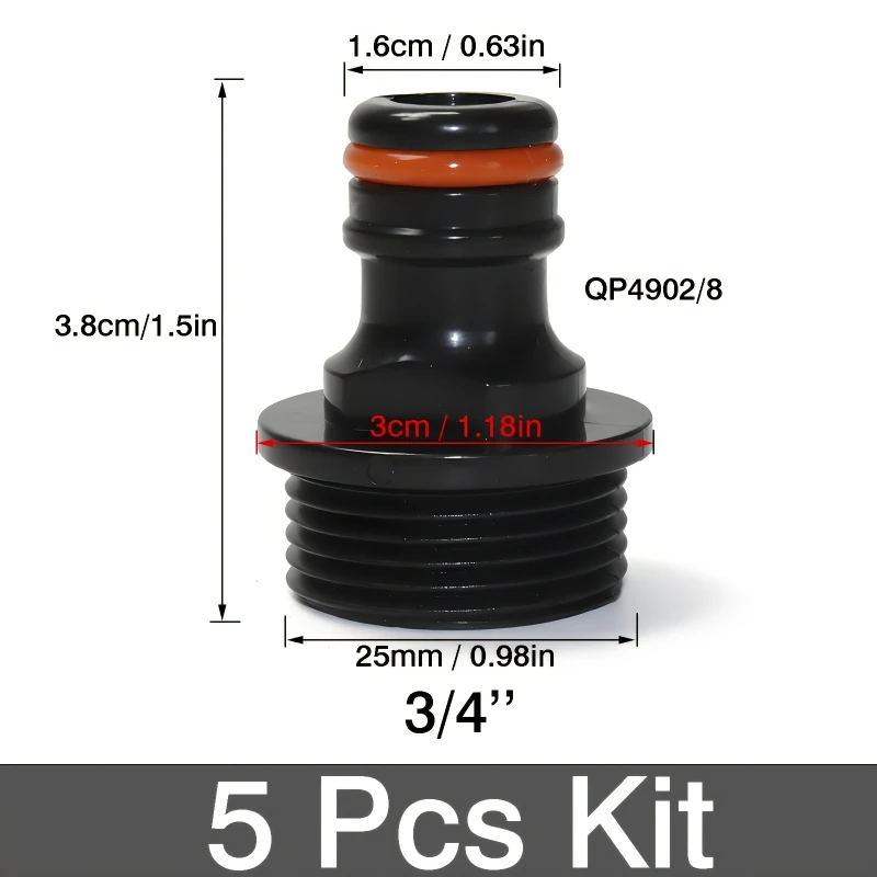 5pcs Garden Irrigation Nozzle Connectors Kit Faucet Hose Connectors Additions Nozzle Plugs Connectors For 3/4'' Diameter Pipe
