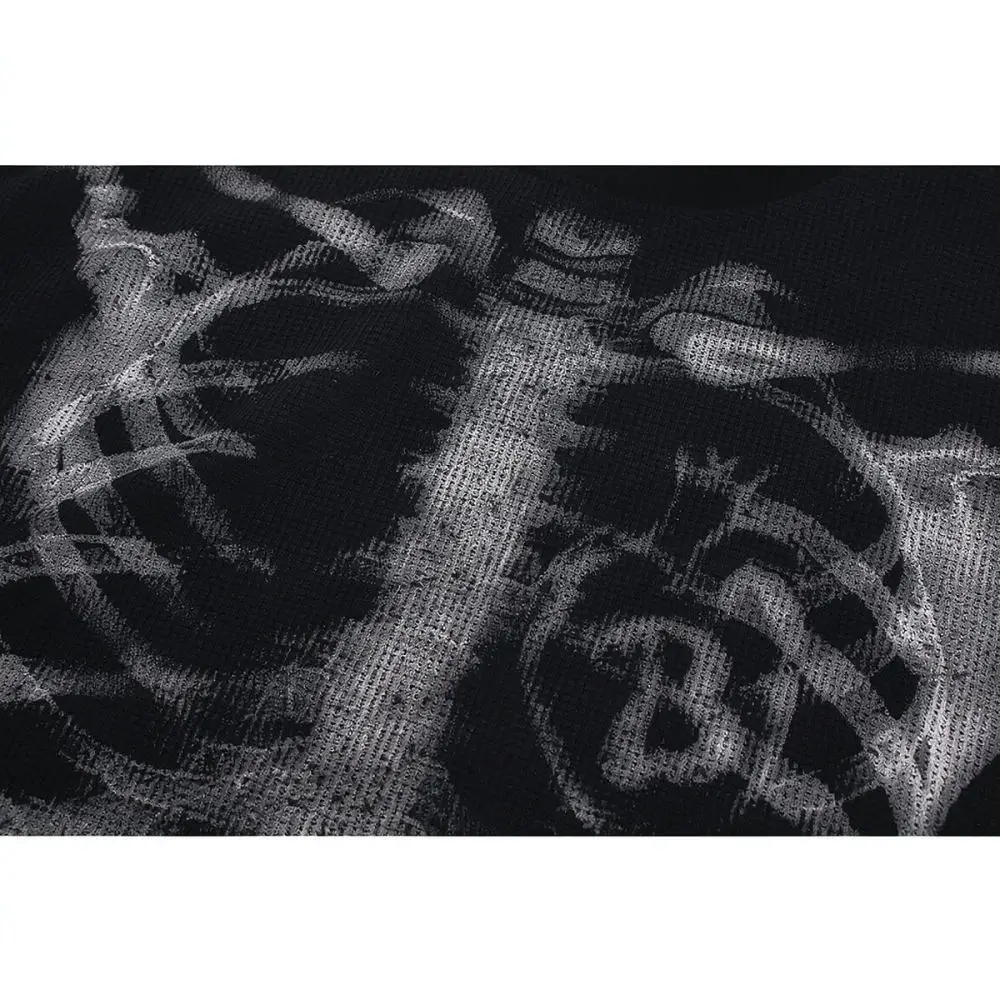 Unisex Skeleton Xray Sweatshirt American Retro Crewneck Pullover Long Sleeve Loose Casual Autumn Streetwear Clothing