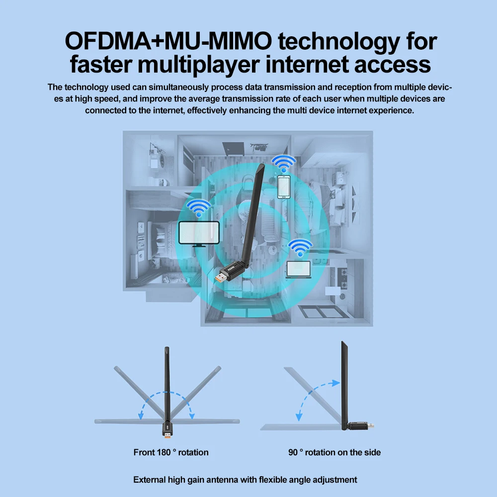 USBアダプター,ワイヤレスレシーバー,wifi 6,Bluetooth,ドライバーなし,ドングルなし,2in 1,デュアルバンド,2.4g,5ghz,900mbps,Windows 10,11