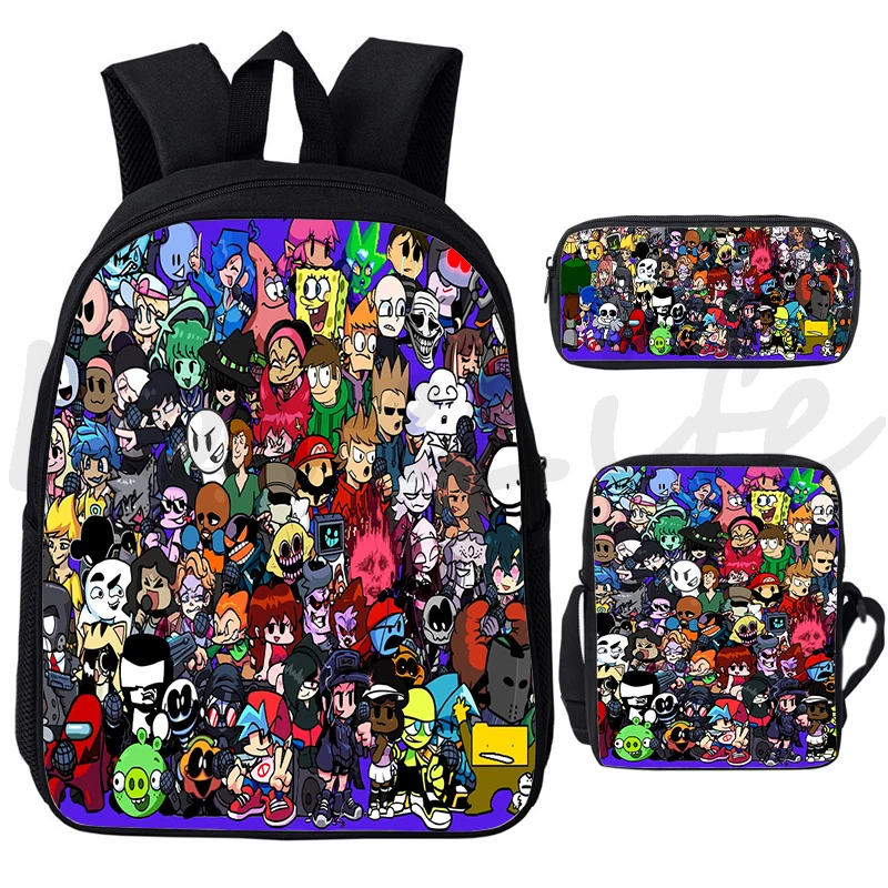 Mochila Friday Night Funkin Backpack Children Funny Cartoon Rucksack Boys Girls Waterproof School Bags Children Bookbag 3Pcs/Set