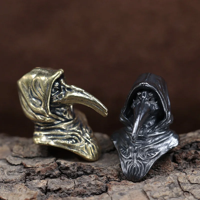 Long Beak Mask Doctor Brass Knife Bead EDC DIY Paracord Woven Bracelets Lanyard Pendant Accessories Outdoor Tool Hangings Charms