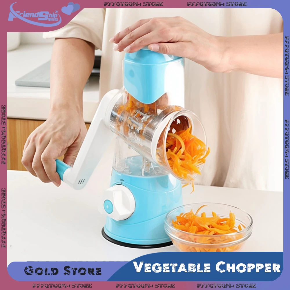 Vegetable Slicer Vegetable Chopper Drum Garlic Crusher Hand-operated Potato Slice Chopper Kitchen Gadgets Kitchen Accessories