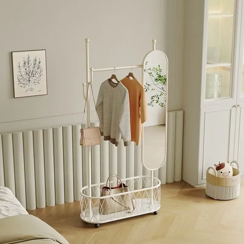 Bamboo mirror floor-to-ceiling rotating hanger integrated simple modern multi-functional home bedroom hanger