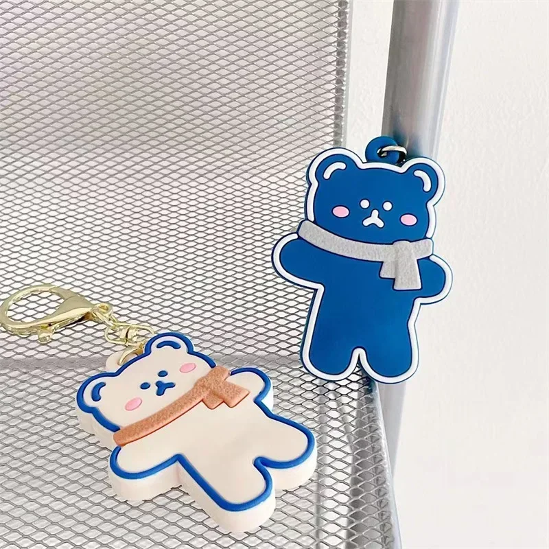 Cartoon Silicone Soft Protective For AirTag Case Locator Tracker Keychain Cover Funny Dog Bear Shape Kawaii Key Ring
