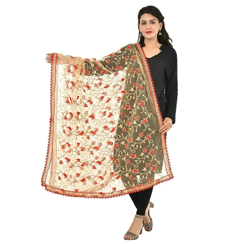 Embroidered Net Dupatta for Womens Sarees for Women in India