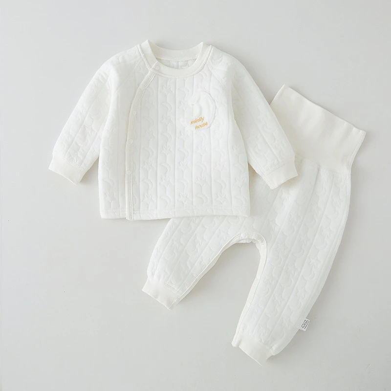 Unisex Baby Cotton Warm Winter Set Infant Cute Moon & Star Top & Pants Newborn Halloween High-Waisted Belly Protection Outfit