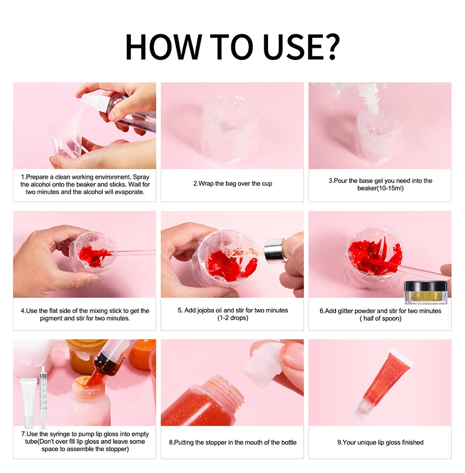 DIY リップグロス作成セット、女の子向けの楽しいメイクアップギフトキット、保湿&クリアリップグロス、DIY リップグロスキットリップグロス作成ツール