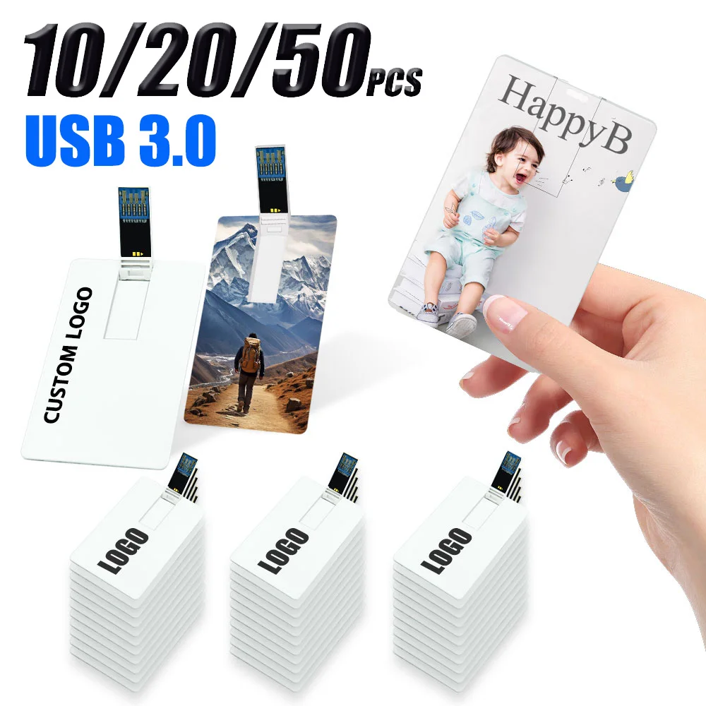 

10/20/50PCS/LOT Promotion Item Usb 3.0 Pendrive OEM Logo Print 16gb 32GB 64GB Custom Usb Flash Drive Business Name Cards Gift
