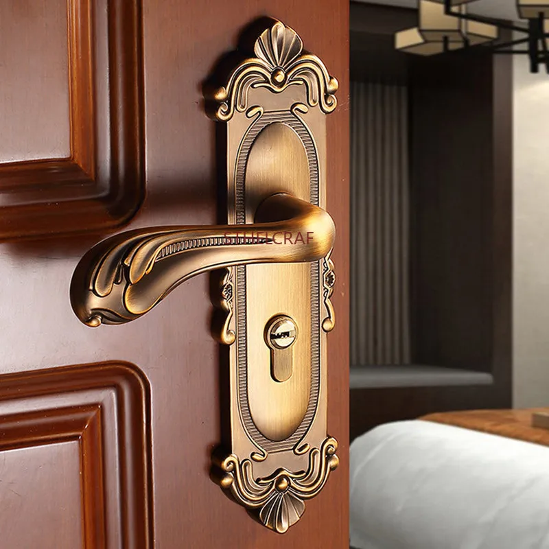 European Zinc Alloy Bedroom Door Locks Indoor Silent Safety Door Lock Double-sided Handles Anti-theft Lock Home Door Hardware
