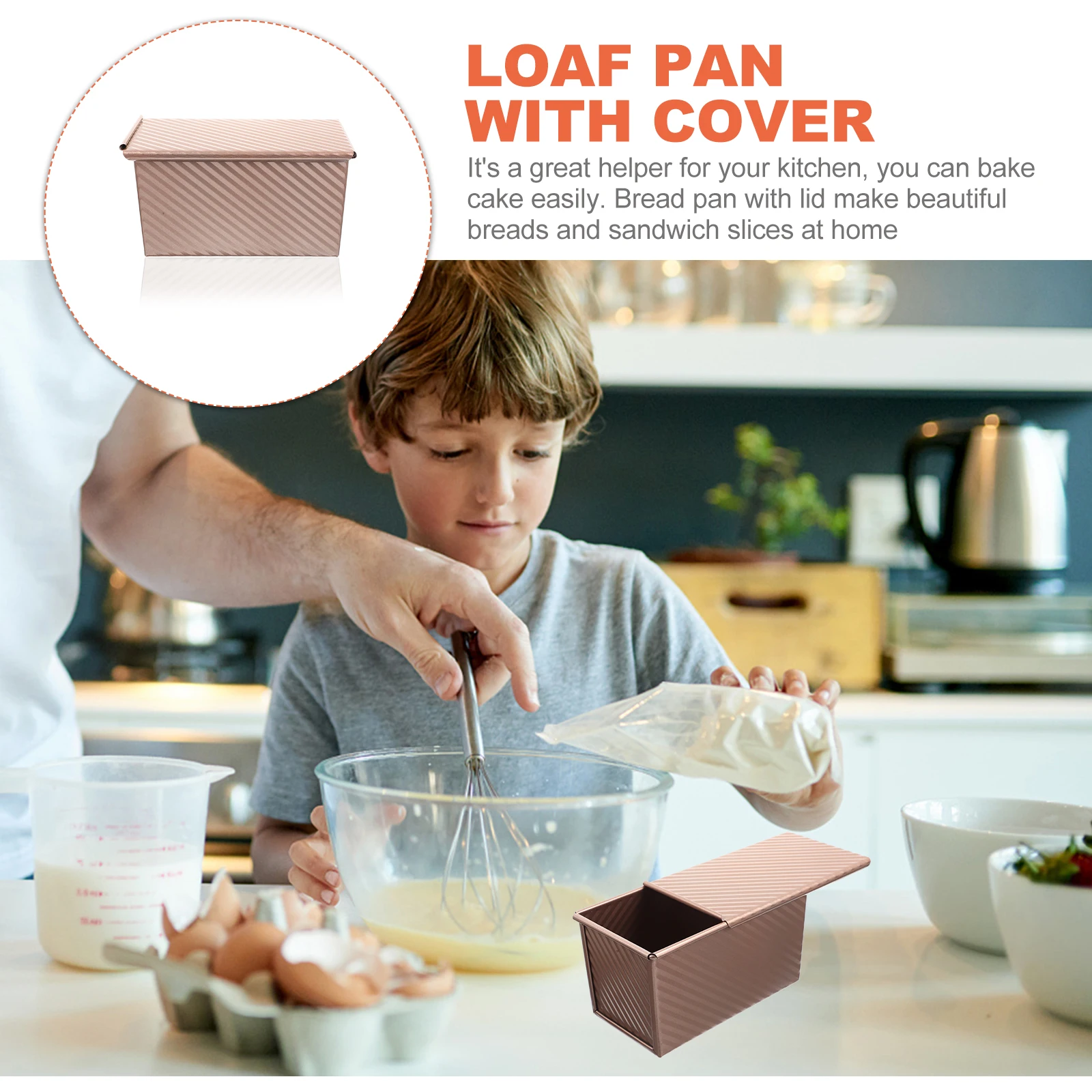 

Loaf Pan with Lid Toast Box Baking Bread Pans Lids Non Stick Sourdough Golden Bakeware Cover Nonstick
