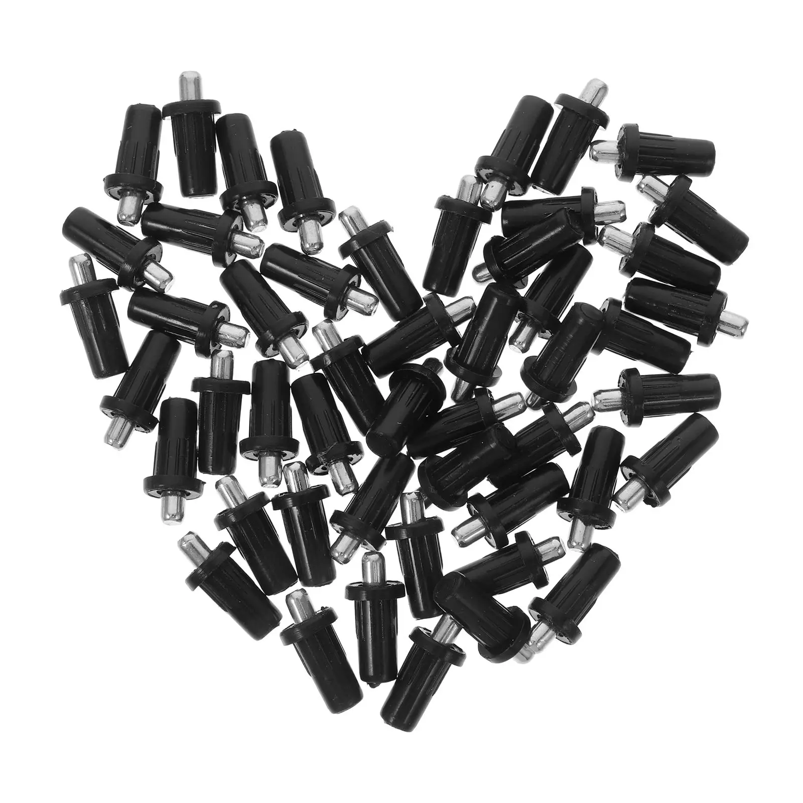 

50pcs Spring Loaded Pin Plastic Damper Iron Core Furniture Hinge Cabinet Door Repair Pivot Axle Black Hardware Fits