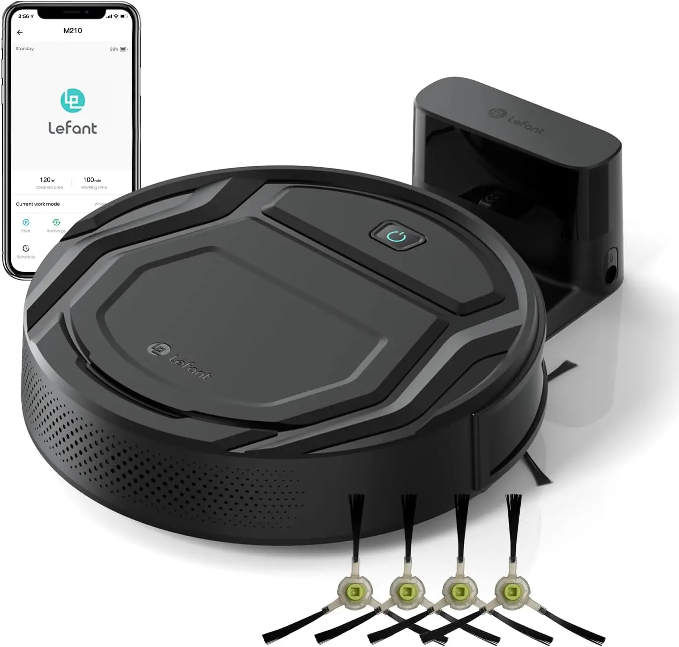 

Компактный робот-пылесос, время работы 120 минут, управление по Wi-Fi/голосовое управление, низкий уровень шума, идеально подходит для шерсти домашних животных и твердых полов.
