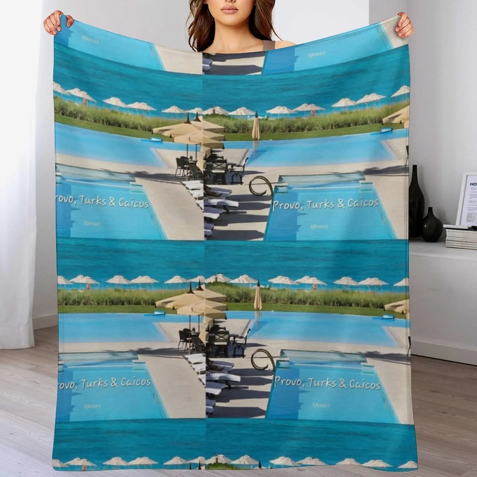 

Shades of Blue, Grace Bay Throw Blanket Soft Decorative Throw Plush Bed covers Blankets