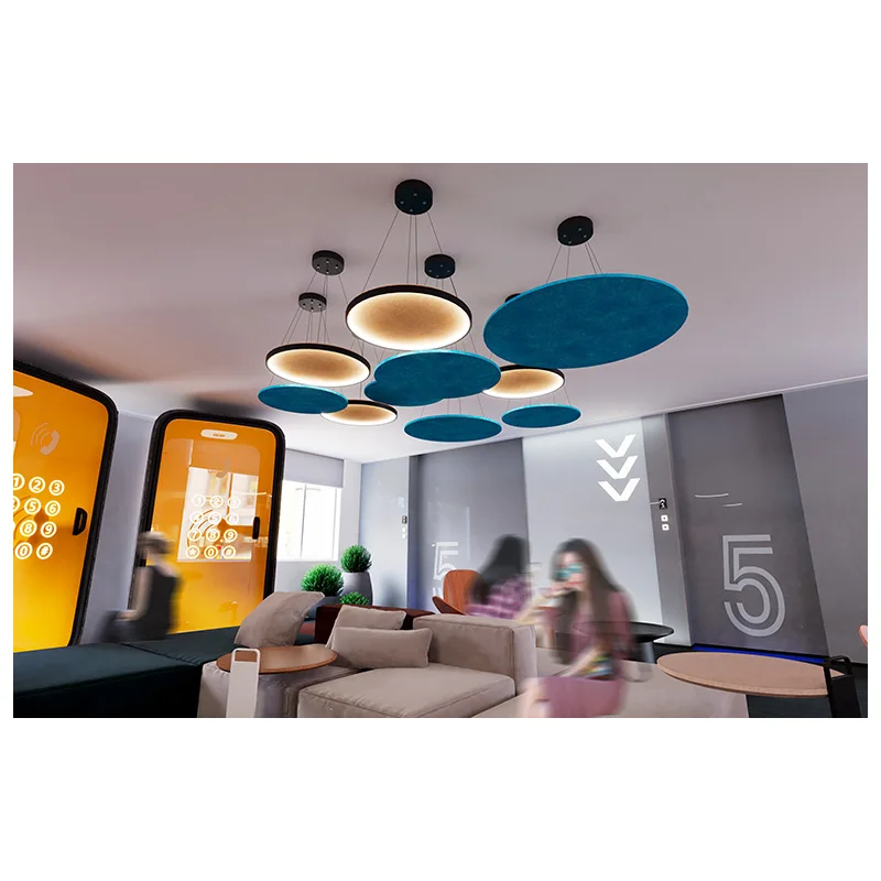 Modern ceiling lights linear acoustic hanging lampshade polyester chandelier office dining room LED pendant light