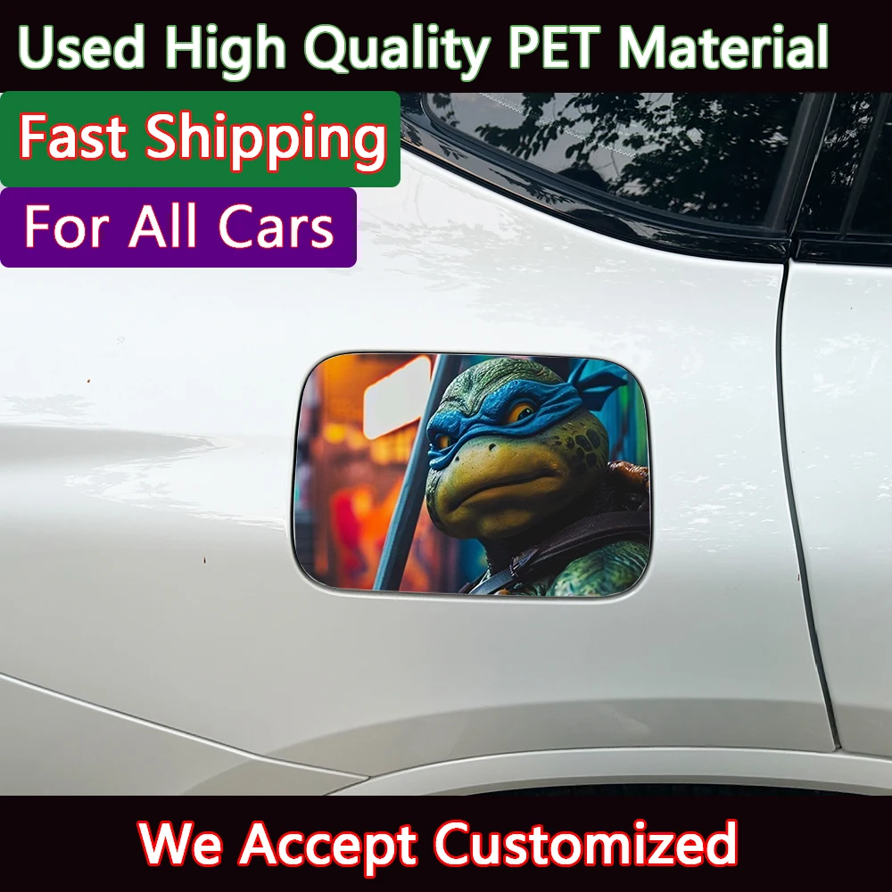 Doodle Anime Turtle Waterproof Car Fuel Tank Cap  Scratch obstruction Cover Sticker Sunscreen Decal Car Stickers