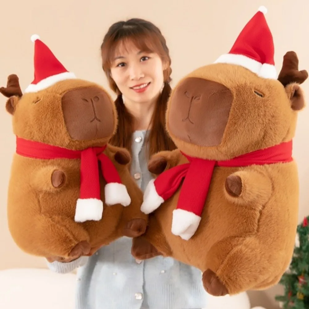 Kawaii Dress Up Natale Capibara Peluche Cartoon Simulazione Capibara Peluche Soffice Morbido Capibara Fluffy Doll Giocattolo Di Natale