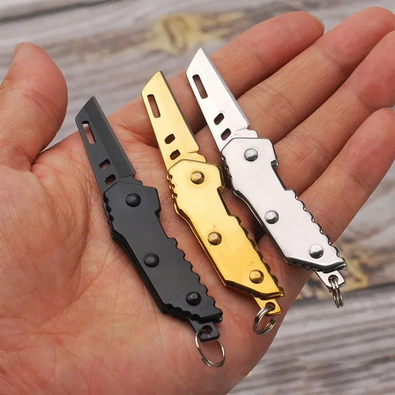 Multi Functional Mini Key Chain Small Folding Knife Camping Outdoor Self-defense Survival Tool Open Express Knife