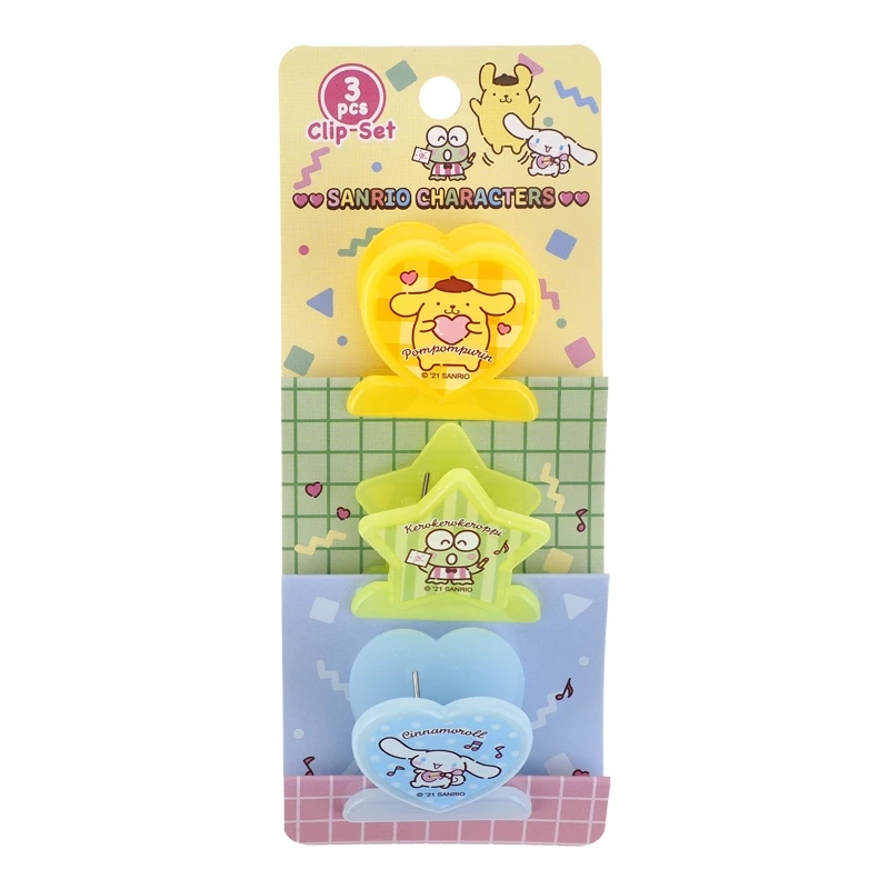 Original Sanrio Little Twin Stars Cinnamoroll Melody Cartoon Plastic File Information Multi-Purpose Clip Set Anime Plush Toy