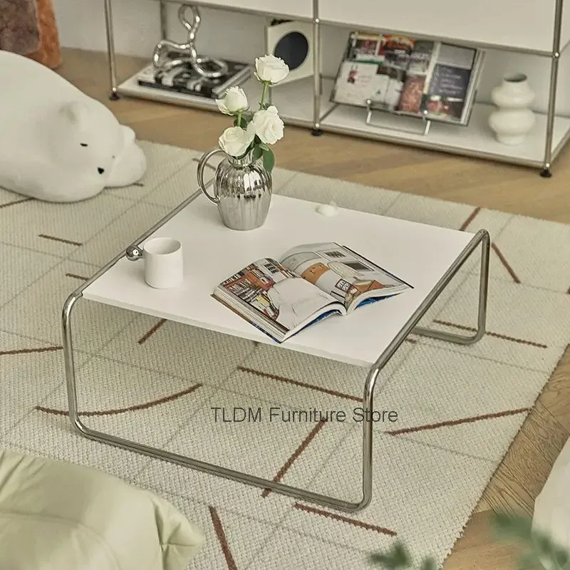 Two-Tier Metal Frame Coffee Table Splicing Tabletop Minimalist Detachable Tea Table For Living Room Split Sofa Decor
