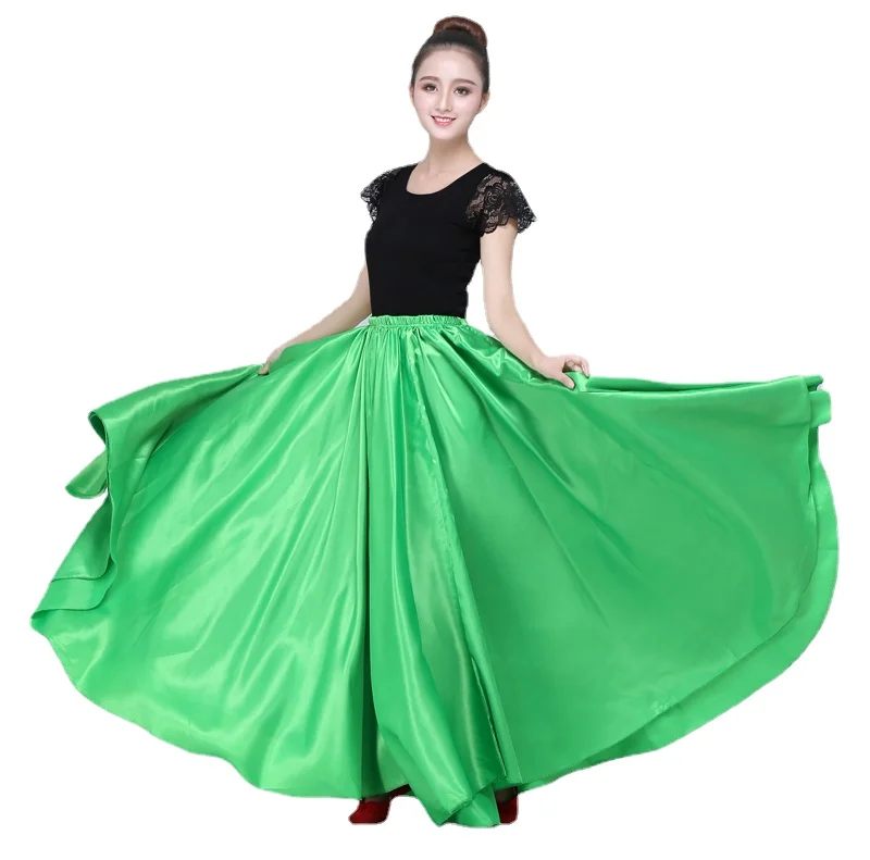 Good10 colori raso liscio solido gonna Flamenco spagnolo Plus Size Performance costumi di danza del ventre Femal donna gonna stile zingaro