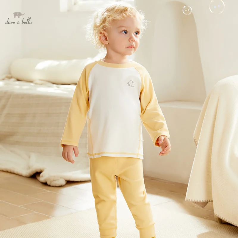 Dave Bella Children's Girl's Boy’s Pajamas Suit 2023 Autumn Winter New Fashion Casual Comfortable Warm Two-Piece DB4237953