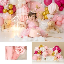 Pink Hot Air Balloon Adventure Backgrounds Cake Smash Kids Adult Photography Props Child Baby Cloud Decors Studio Photo Backdrop