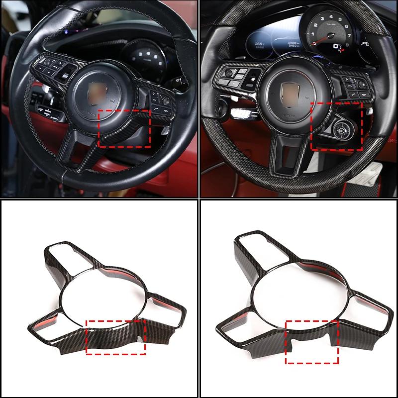 For Porsche Macan Cayenne Panamera 718 911 918 ABS Matt Black Texture Interior Steering Wheel Cover Trim Interior Accessories 2