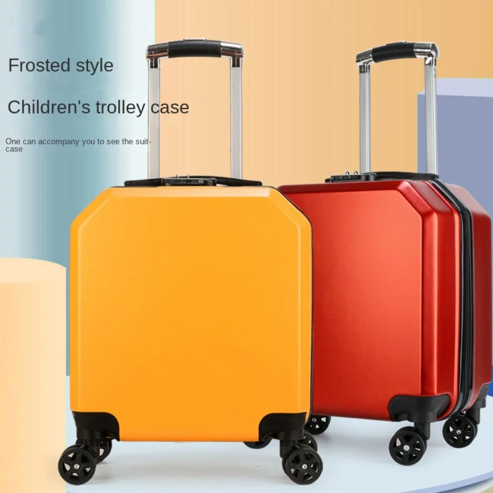 Multi Function With Password Lock Kids Luggage ABS Wheel 18 Inch Suitcase Square Solid Children's Trolley Case Travel