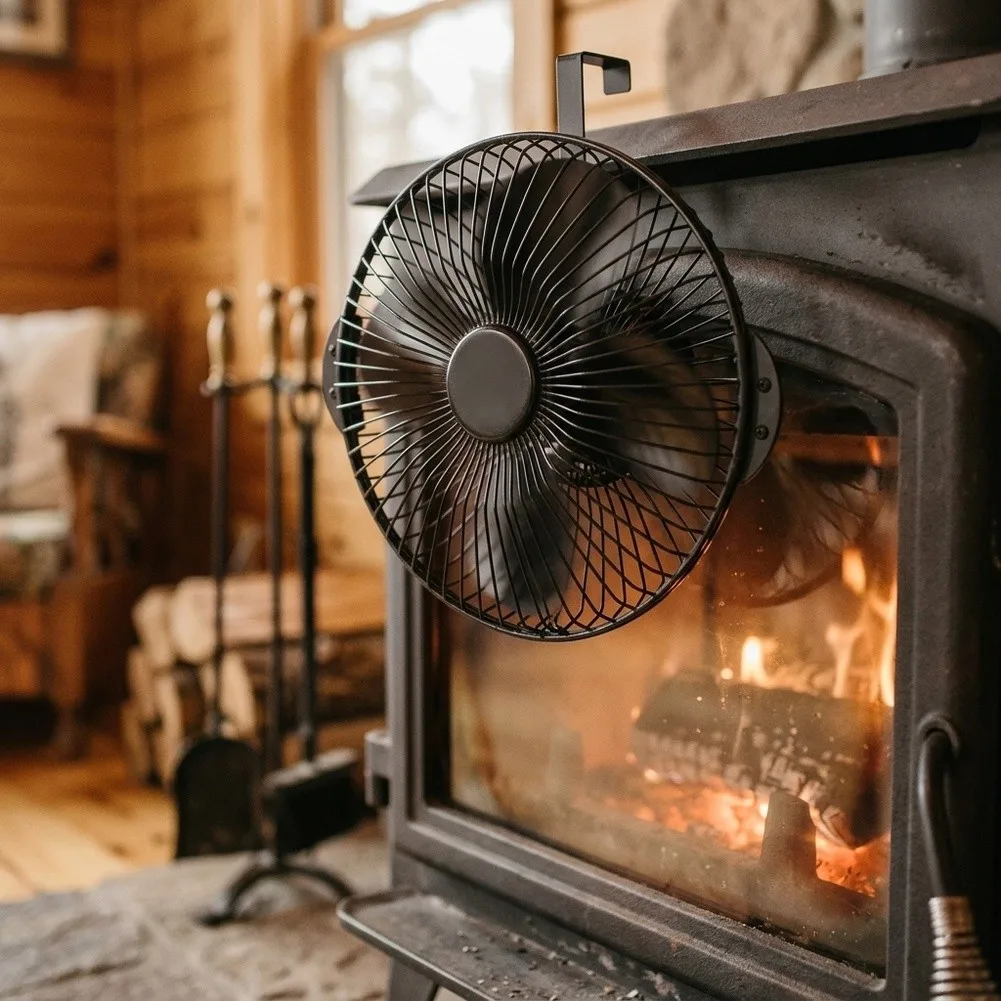 Heat Powered Wood Stove For Fan With Safety Guard Efficient Heat Distribution Hard Wearing for non Electric Fireplace Log Burner